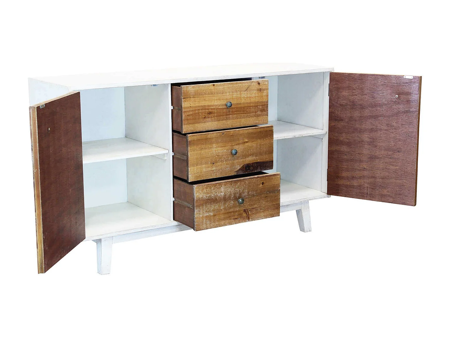 MilaniHome.it - madia a due ante in legno di design moderno per salotto cucina sala da pranzo cm 142x45x83 hdi coloreBianco