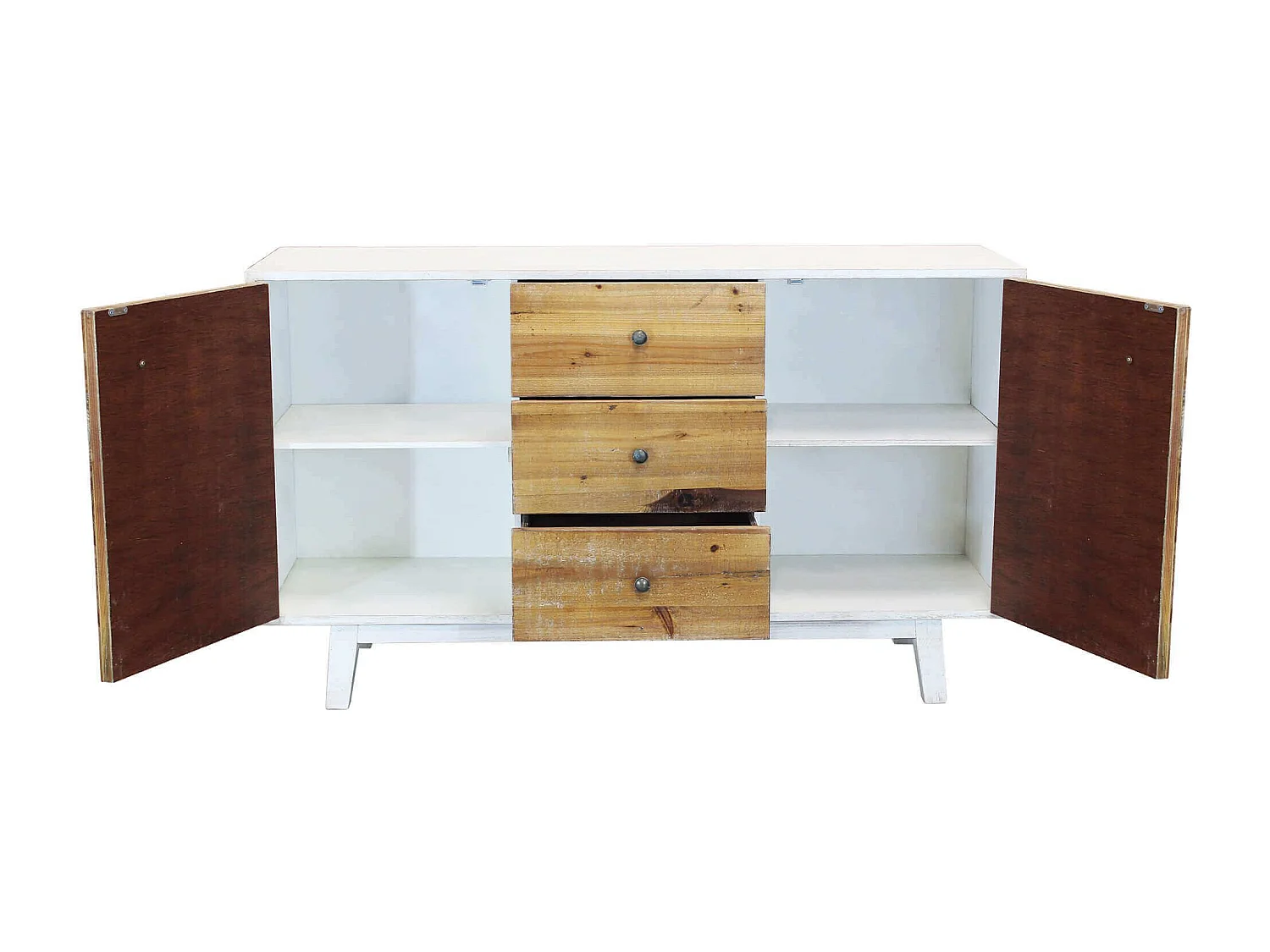 MilaniHome.it - madia a due ante in legno di design moderno per salotto cucina sala da pranzo cm 142x45x83 hdi coloreBianco