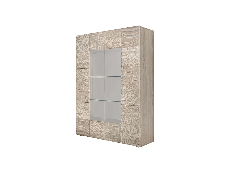 MilaniHome.it - vetrina moderna con 2 ante di design moderno industrial cm 121 x 166 x 42 hdi coloreMarrone