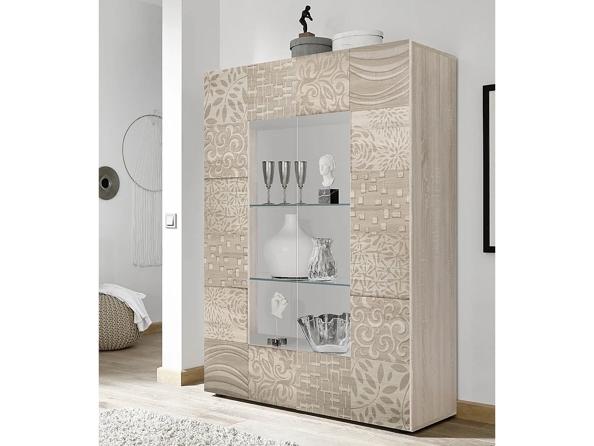 MilaniHome.it - vetrina moderna con 2 ante di design moderno industrial cm 121 x 166 x 42 hdi coloreMarrone