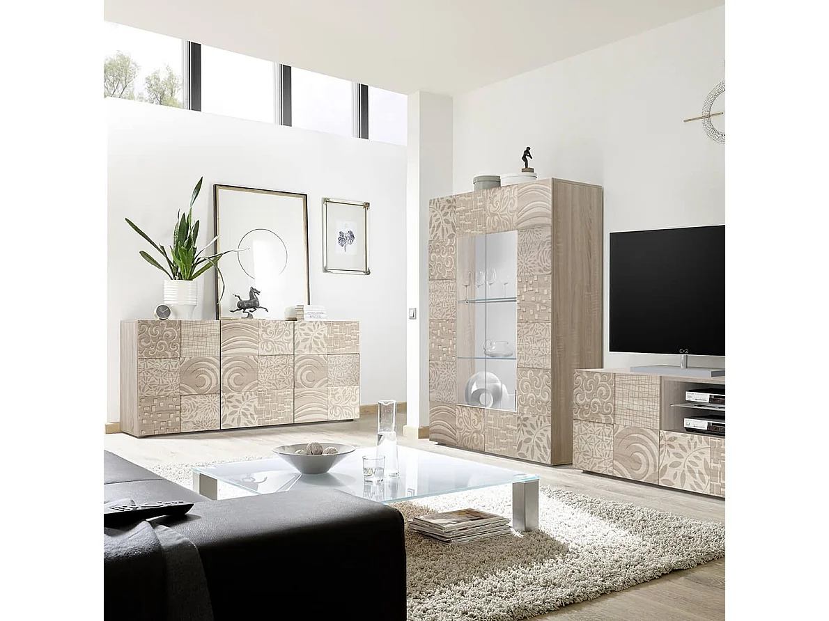 MilaniHome.it - vetrina moderna con 2 ante di design moderno industrial cm 121 x 166 x 42 hdi coloreMarrone