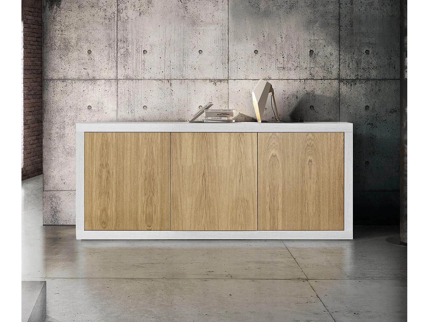 MilaniHome.it - Mobile Base Cm 186x45x75 H Naturale E Bianco Per Cucina Sala Da Pranzo Salotto Soggiorno Camera Da Letto Ufficiodi coloreBianco