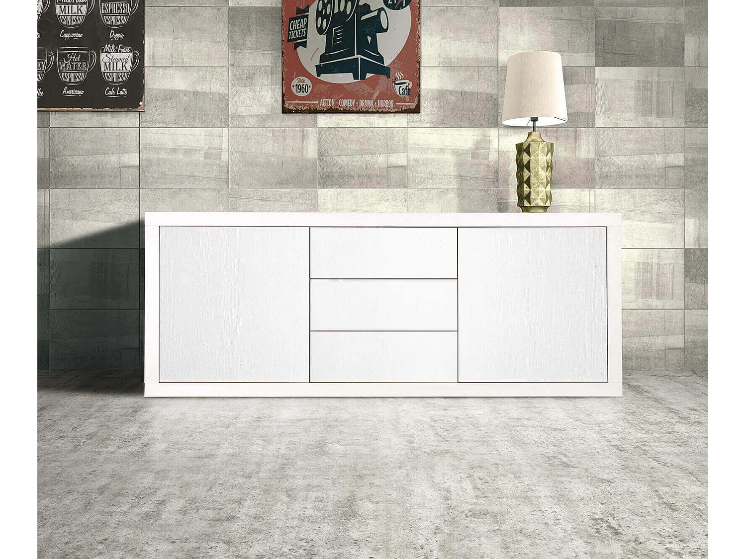 MilaniHome.it - Mobile Base Cm 186x45x75 H Bianco Per Cucina Sala Da Pranzo Salotto Soggiorno Camera Da Letto Ufficiodi coloreBianco