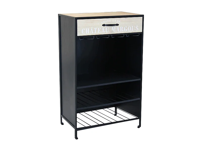 MilaniHome.it - mobile con portabottiglie per salotto soggiorno cucina di design industrial cm 59x39,5x95 hdi coloreNero