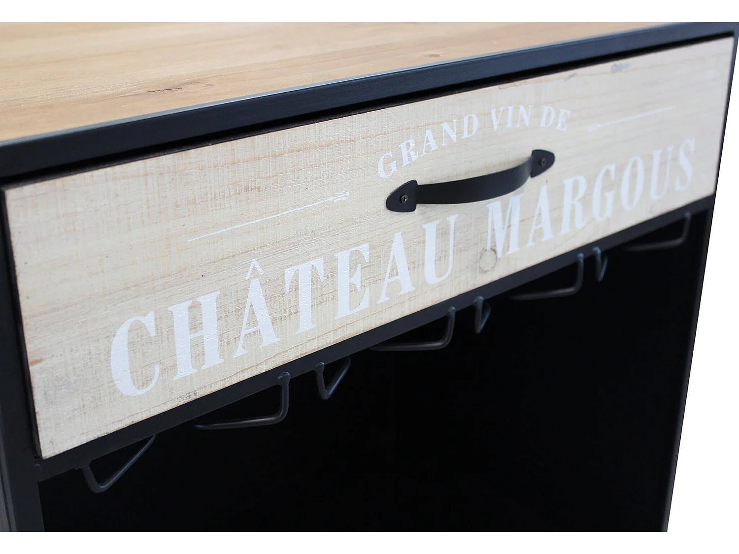 MilaniHome.it - mobile con portabottiglie per salotto soggiorno cucina di design industrial cm 59x39,5x95 hdi coloreNero