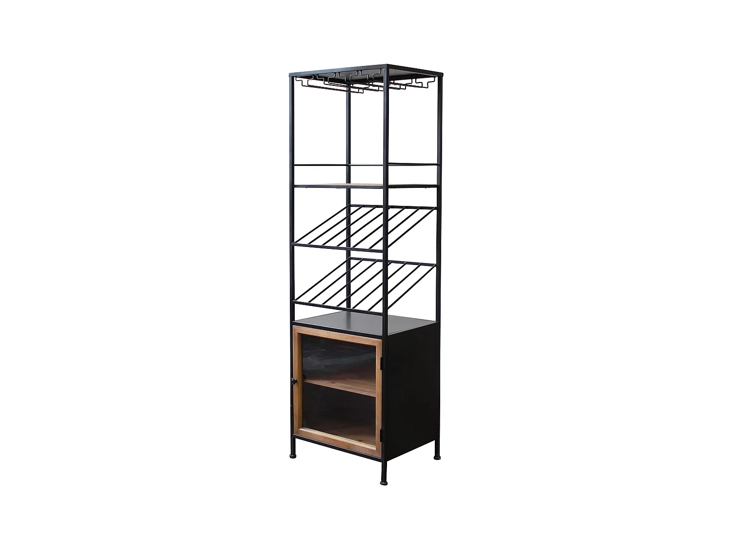 MilaniHome.it - scaffale per bottiglie e calici di design moderno industrial cm 51,50 x 41 x 165,50 hdi coloreAntracite