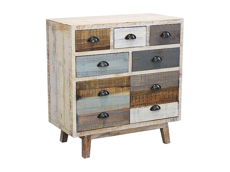 MilaniHome.it - Madia In Legno Mobile Per Interno Con 5 Cassetti E 2 Ante Di Design Stile Country Moderno Vintagedi coloreMulticolor