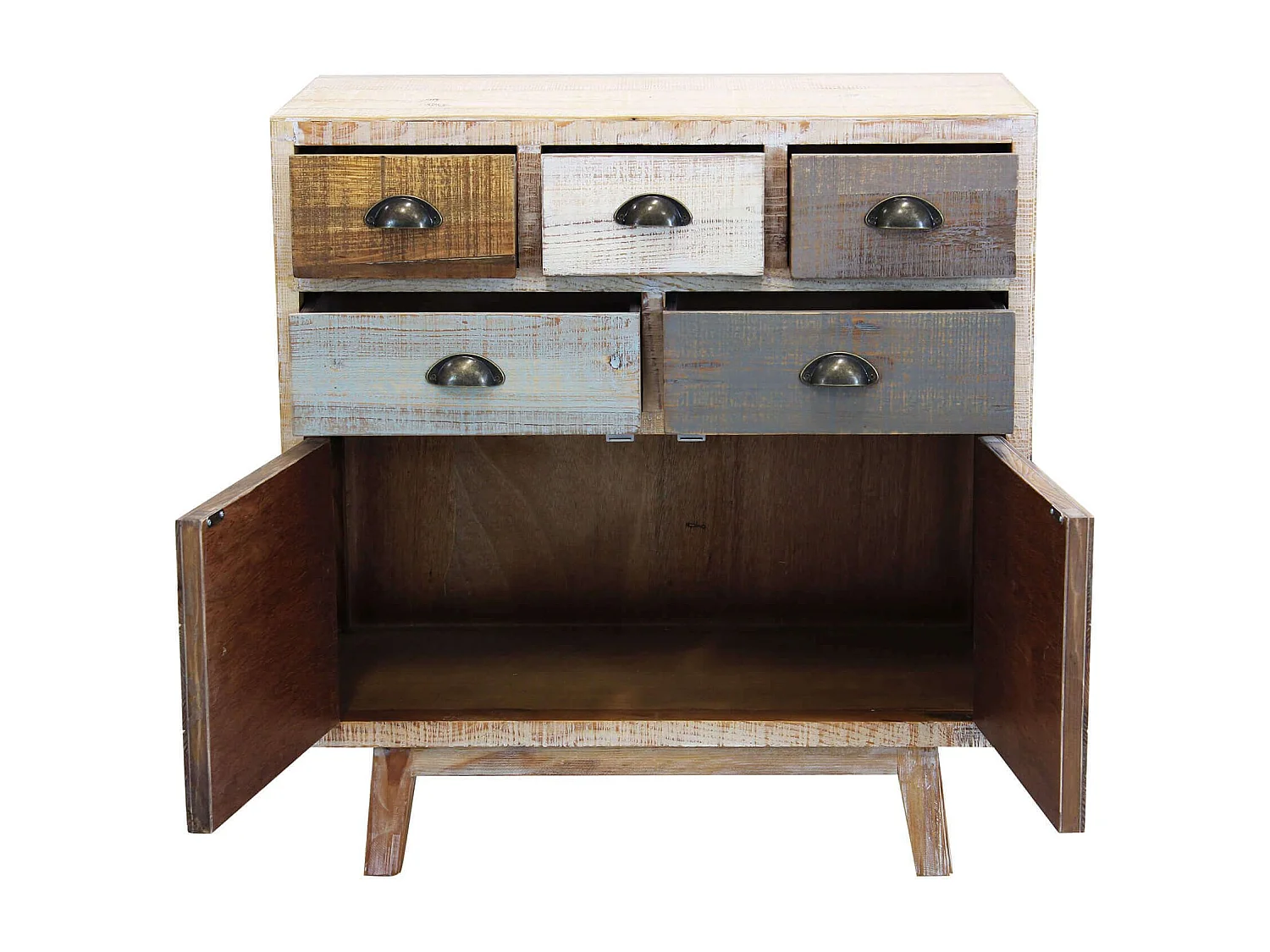 MilaniHome.it - Madia In Legno Mobile Per Interno Con 5 Cassetti E 2 Ante Di Design Stile Country Moderno Vintagedi coloreMulticolor