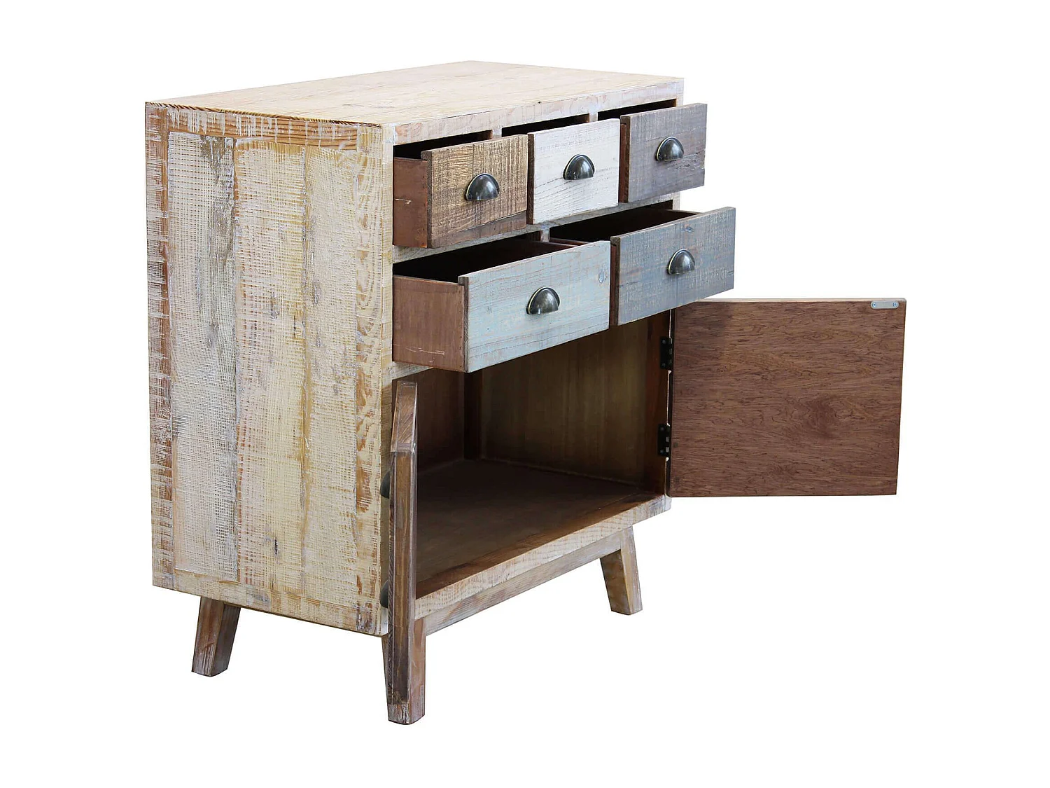 MilaniHome.it - Madia In Legno Mobile Per Interno Con 5 Cassetti E 2 Ante Di Design Stile Country Moderno Vintagedi coloreMulticolor