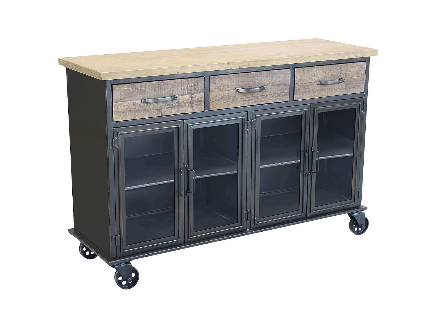 MilaniHome.it - madia industrial in metallo e legno cm 122x41,6x80,5 hdi coloreMarrone