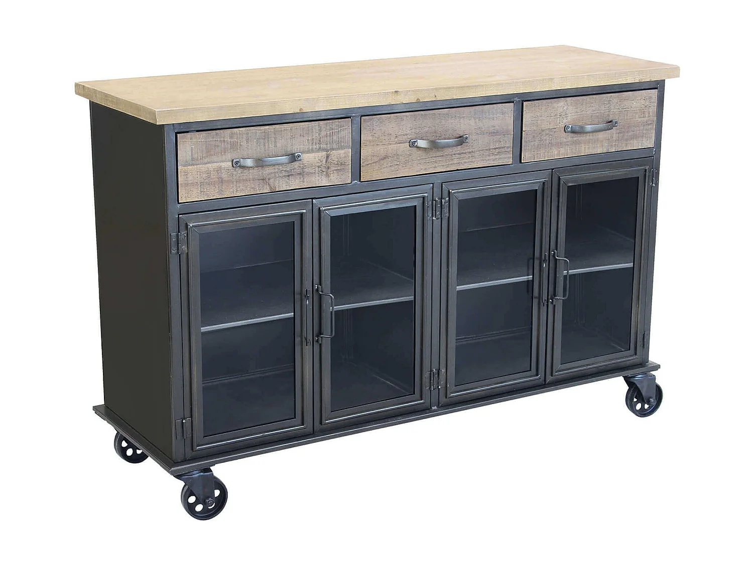 MilaniHome.it - madia industrial in metallo e legno cm 122x41,6x80,5 hdi coloreMarrone