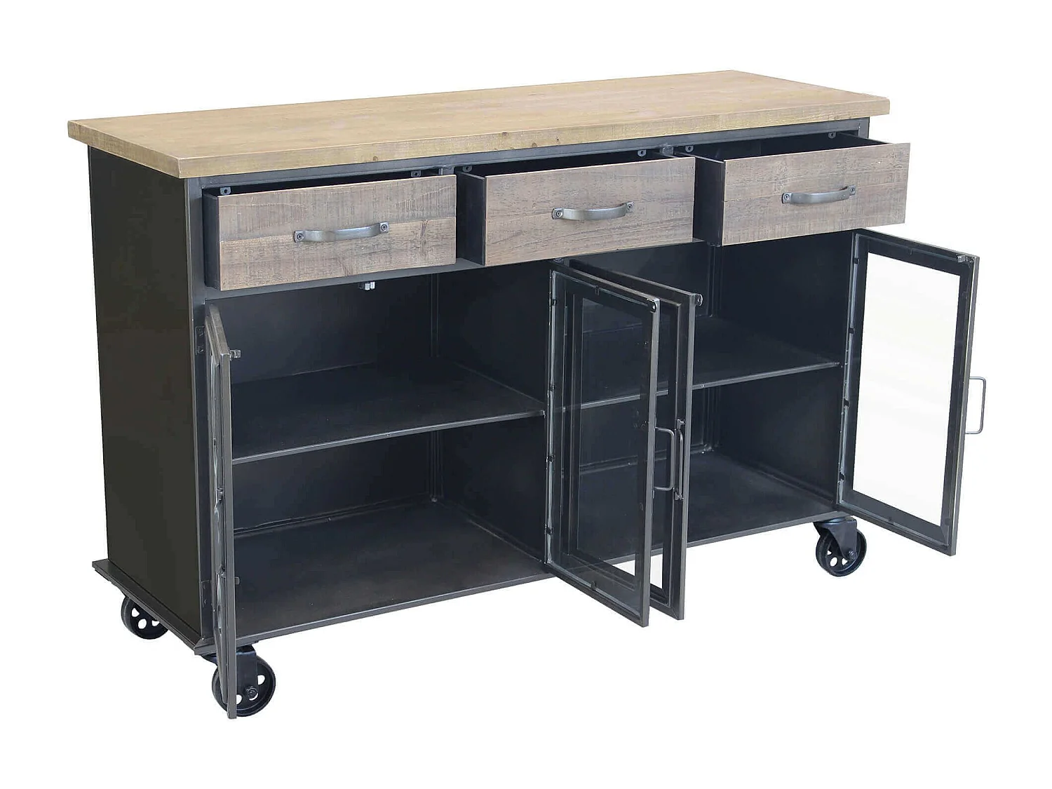 MilaniHome.it - madia industrial in metallo e legno cm 122x41,6x80,5 hdi coloreMarrone