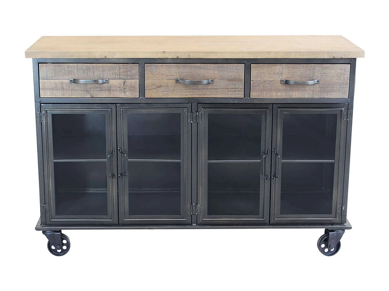 MilaniHome.it - madia industrial in metallo e legno cm 122x41,6x80,5 hdi coloreMarrone