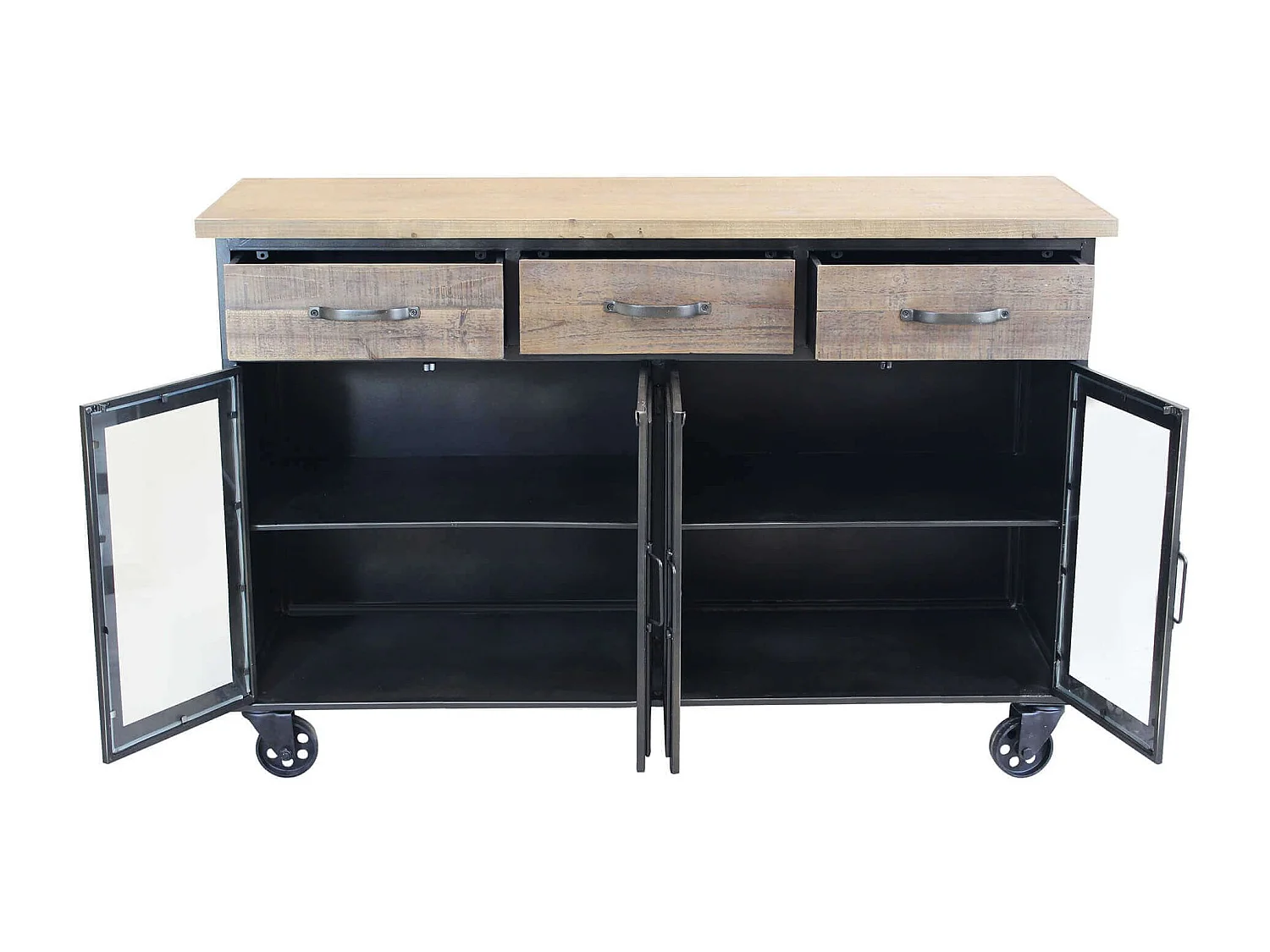 MilaniHome.it - madia industrial in metallo e legno cm 122x41,6x80,5 hdi coloreMarrone