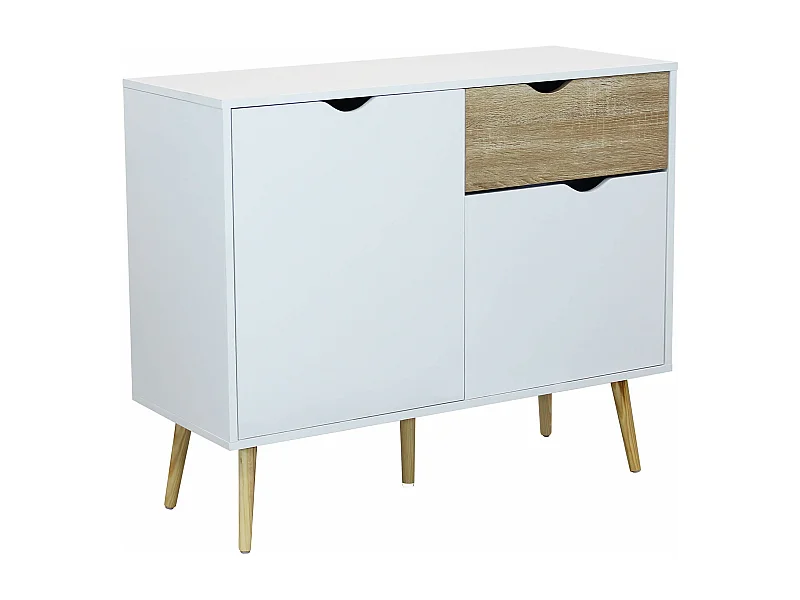 MilaniHome.it - Credenza Mobile Madia Moderna In Legno Colore Bianco Di Design Moderno Stile Minimalista, Cm 99x39x82 Hdi coloreBianco