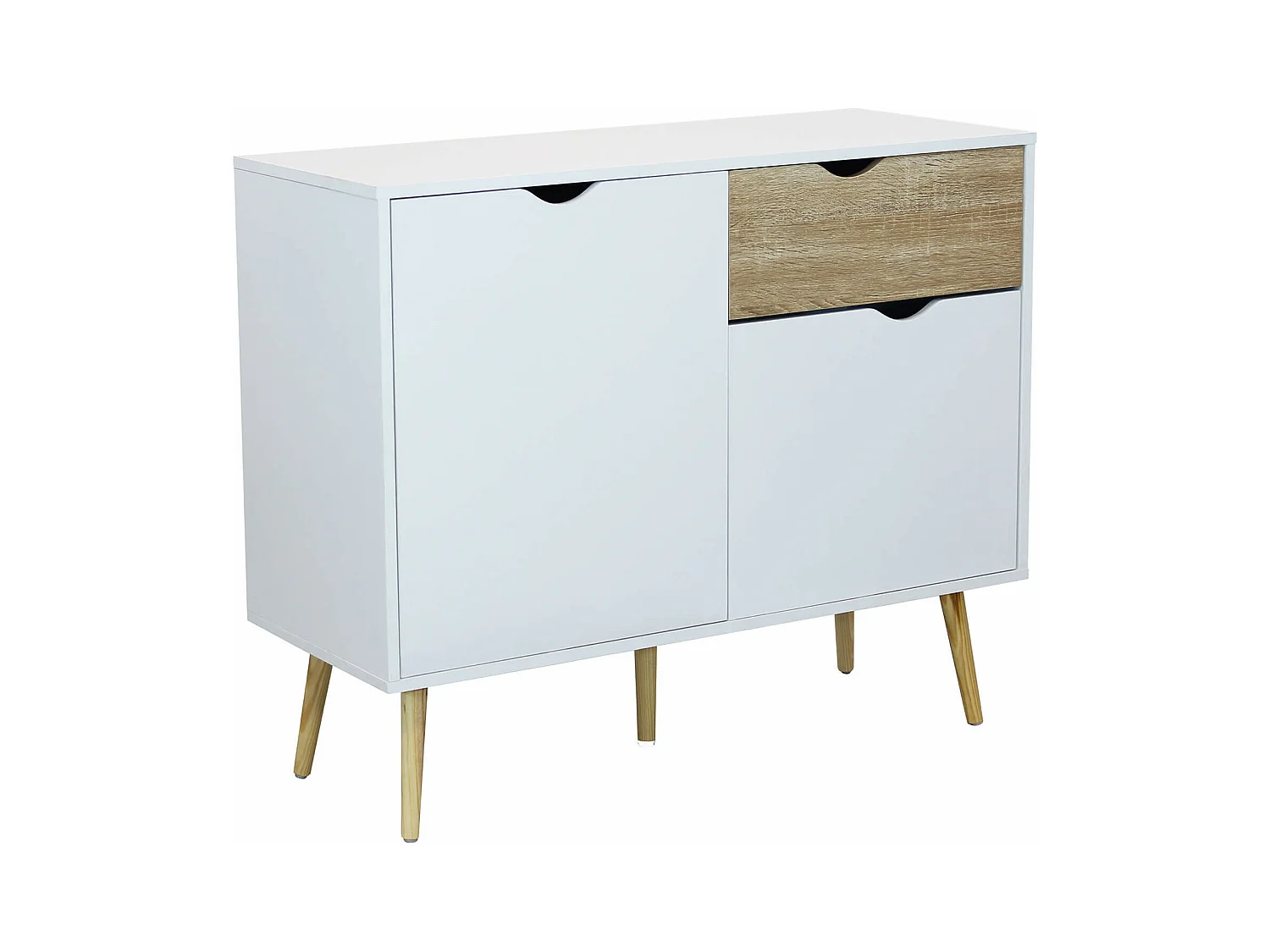 MilaniHome.it - Credenza Mobile Madia Moderna In Legno Colore Bianco Di Design Moderno Stile Minimalista, Cm 99x39x82 Hdi coloreBianco
