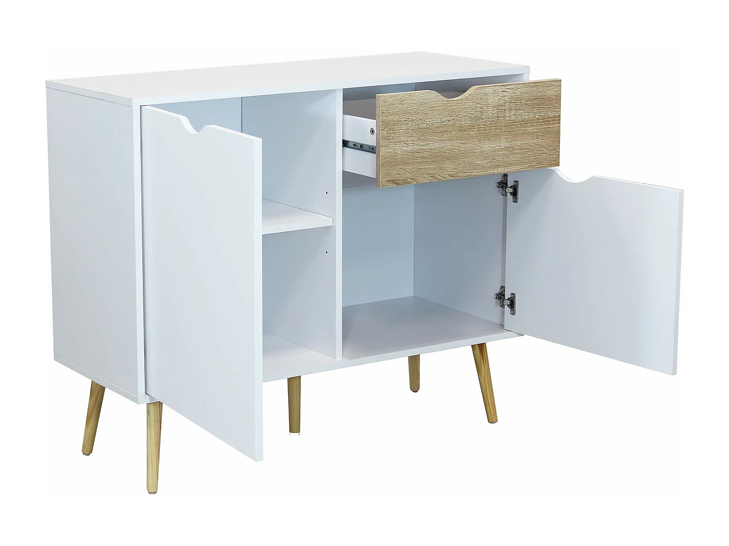MilaniHome.it - Credenza Mobile Madia Moderna In Legno Colore Bianco Di Design Moderno Stile Minimalista, Cm 99x39x82 Hdi coloreBianco