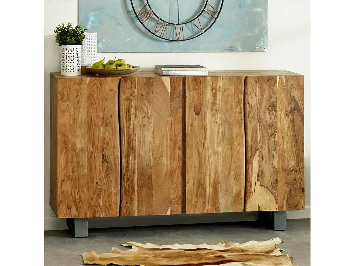 MilaniHome.it - tavolo con piano in legno massiccio di design moderno industrial cm 200 x 100 x 77 hdi coloreMarrone