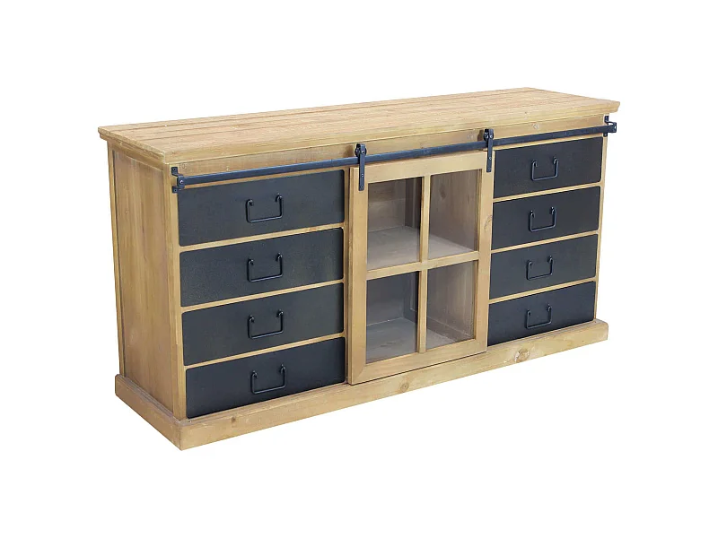 MilaniHome.it - madia industrial in metallo e legno cm 147x42,3x75 hdi coloreMarrone