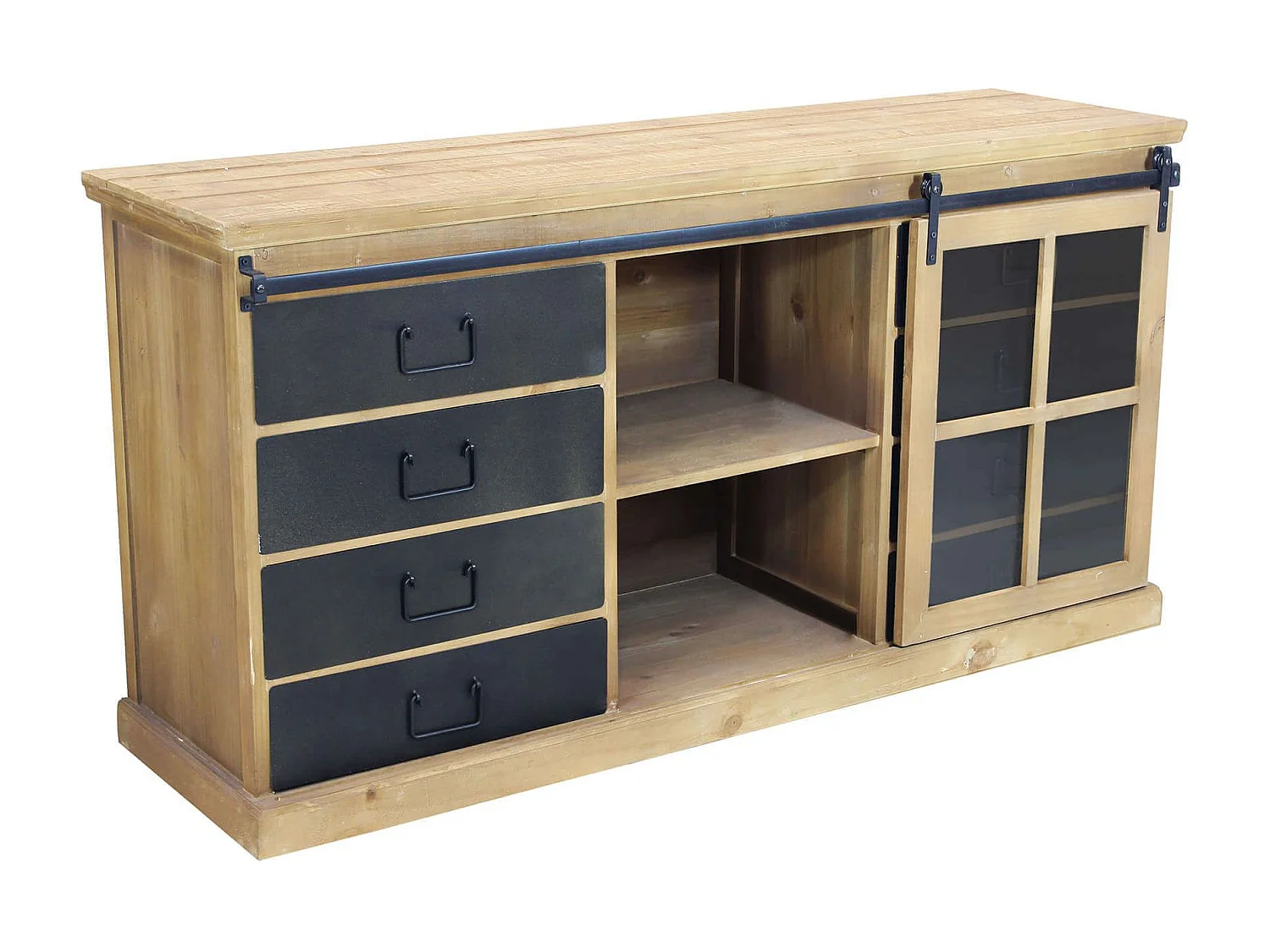 MilaniHome.it - madia industrial in metallo e legno cm 147x42,3x75 hdi coloreMarrone