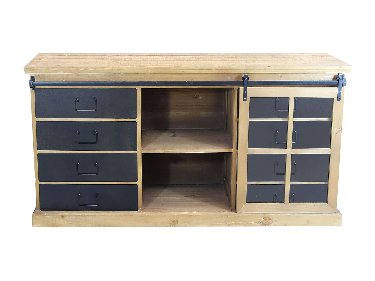 MilaniHome.it - madia industrial in metallo e legno cm 147x42,3x75 hdi coloreMarrone