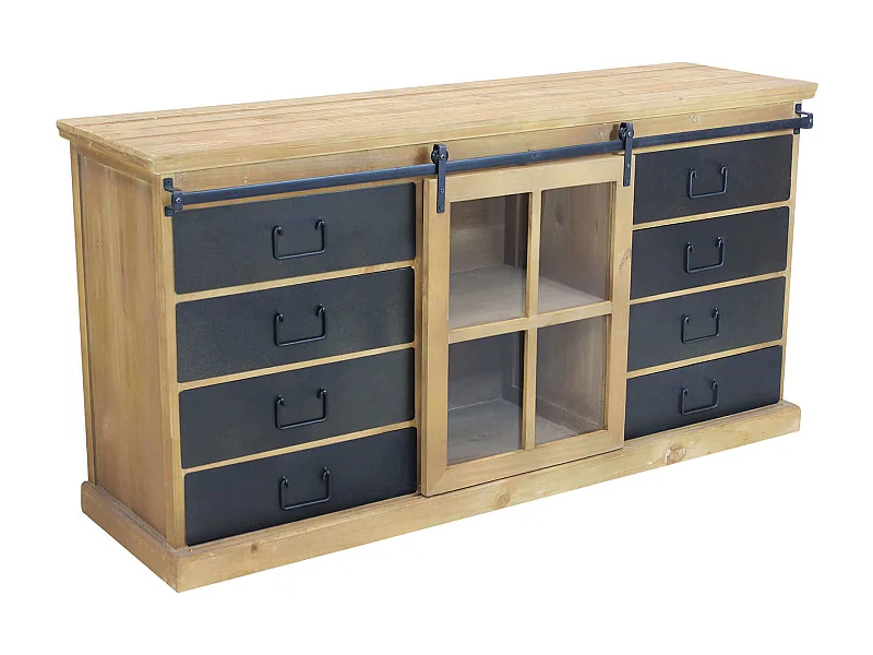 MilaniHome.it - madia industrial in metallo e legno cm 147x42,3x75 hdi coloreMarrone