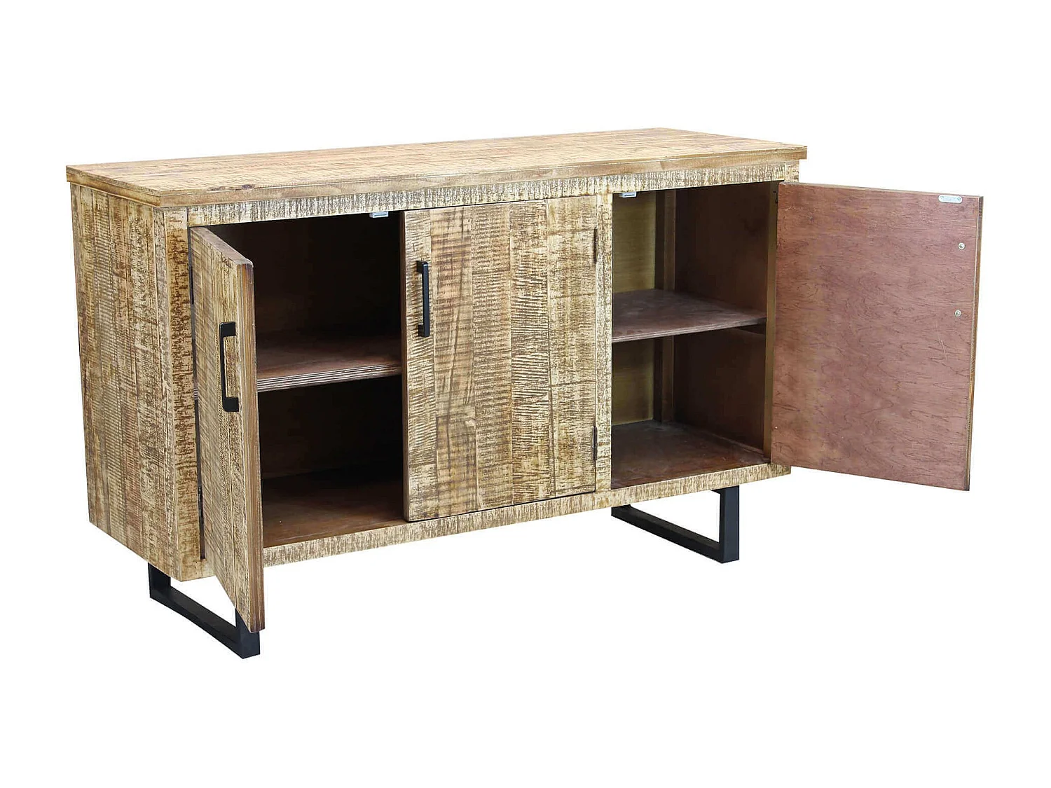 MilaniHome.it - madia a tre ante in legno di design moderno per salotto cucina sala da pranzo cm 135x45x83 hdi coloreMarrone