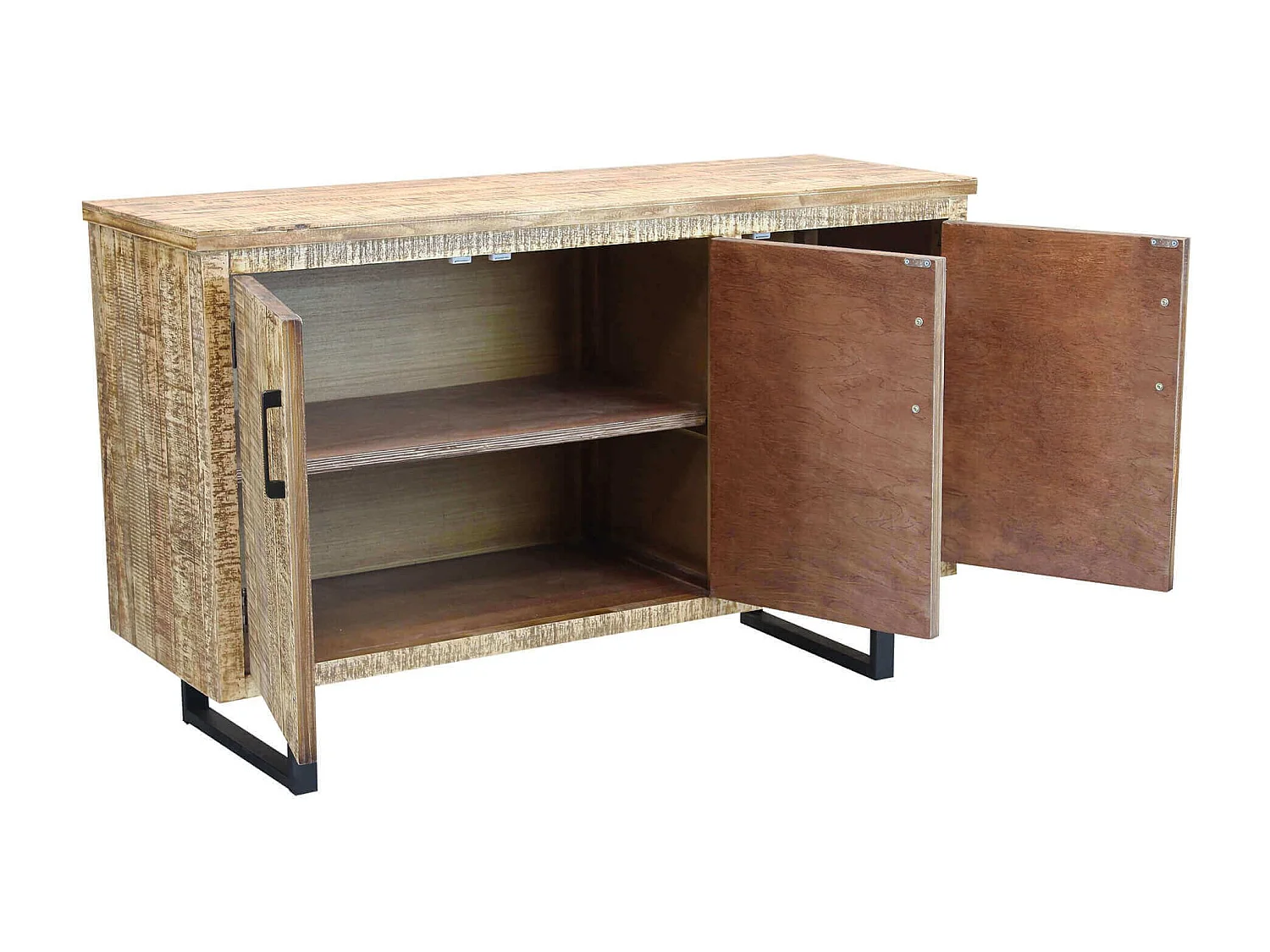 MilaniHome.it - madia a tre ante in legno di design moderno per salotto cucina sala da pranzo cm 135x45x83 hdi coloreMarrone