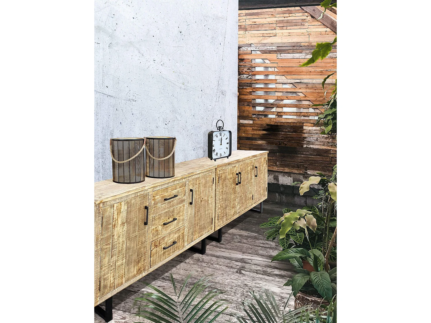 MilaniHome.it - madia a tre ante in legno di design moderno per salotto cucina sala da pranzo cm 135x45x83 hdi coloreMarrone