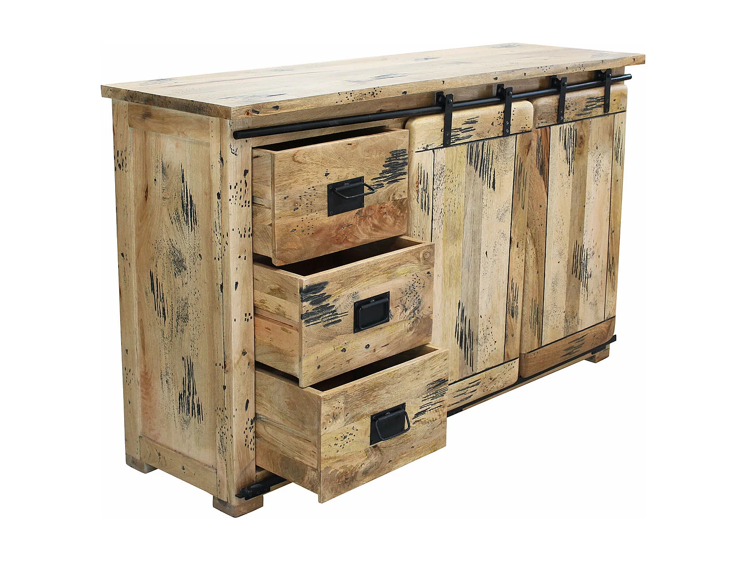 MilaniHome.it - madia legno di mango di design moderno industrial cm 150x45x90 hdi coloreMarrone