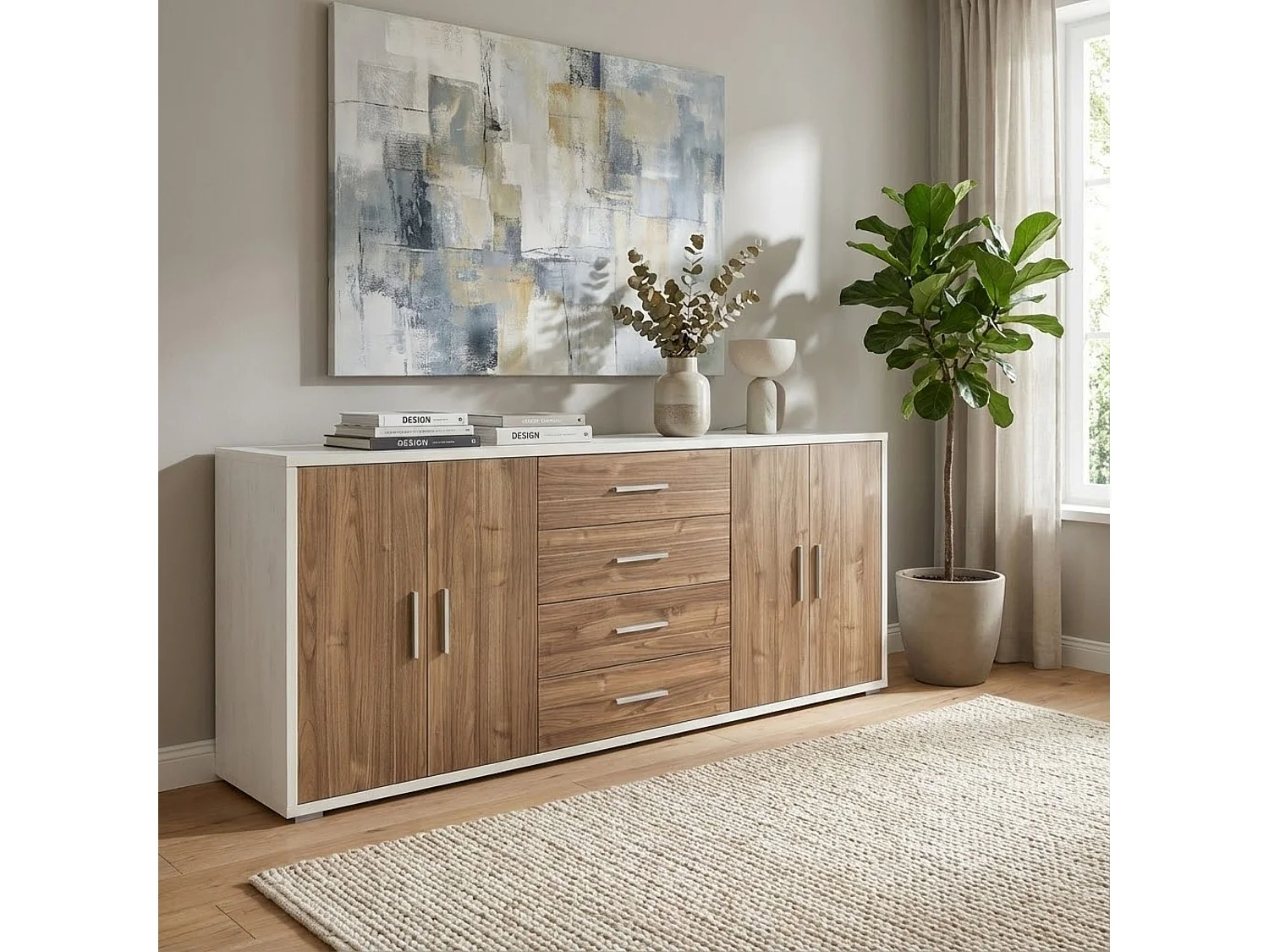 MilaniHome.it - madia moderna per soggiorno di design moderno cm 203 l x 41 p x 84 hdi coloreMarrone