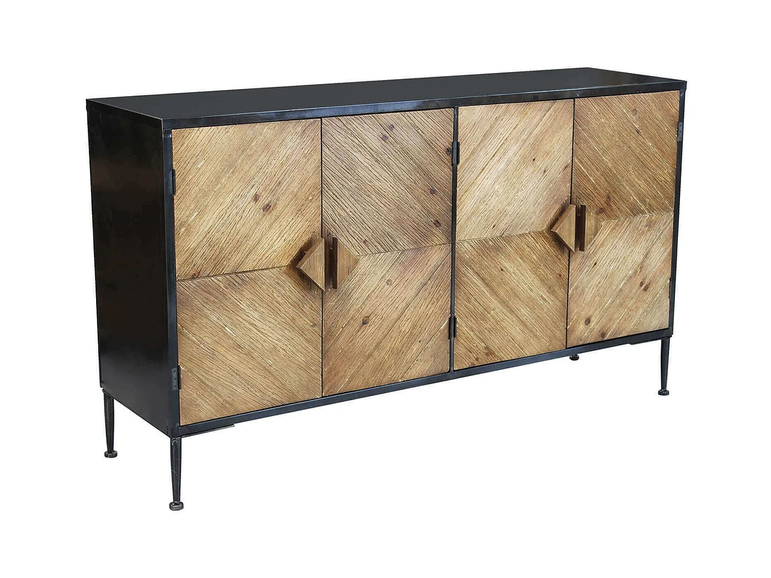 MilaniHome.it - madia in legno e metallo per salotto soggiorno cucina di design industrial cm 147x44x85 hdi coloreMarrone