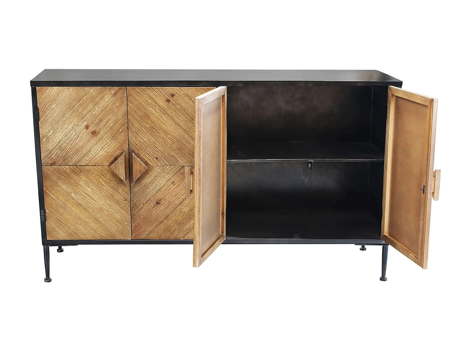 MilaniHome.it - madia in legno e metallo per salotto soggiorno cucina di design industrial cm 147x44x85 hdi coloreMarrone