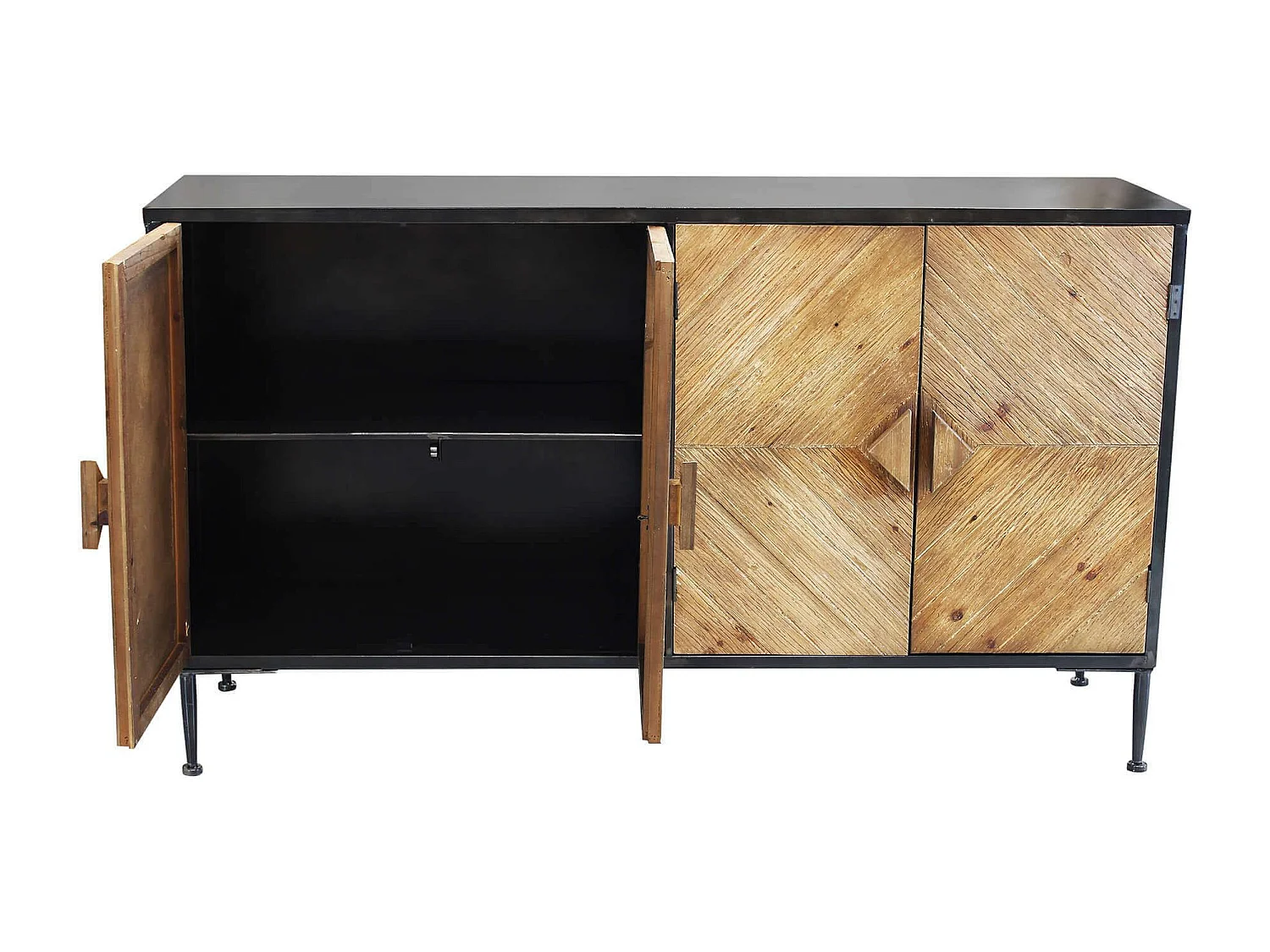 MilaniHome.it - madia in legno e metallo per salotto soggiorno cucina di design industrial cm 147x44x85 hdi coloreMarrone