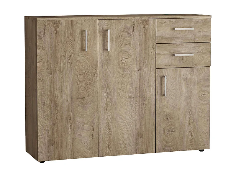 MilaniHome.it - madia moderna con 2 cassetti e tre ante di design moderno contemporaneo cm 106 x 36 x 83 hdi coloreRovere Chiaro