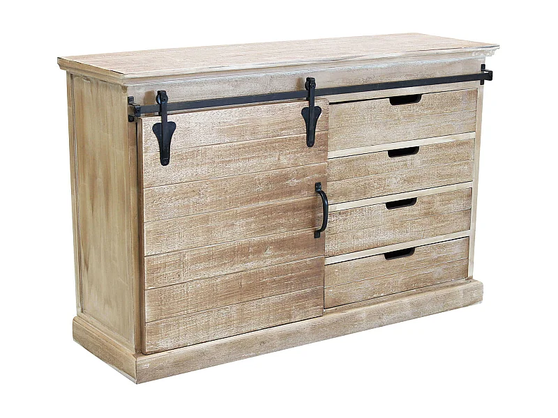 MilaniHome.it - madia in legno e metallo per salotto soggiorno cucina di design industrial cm 124x43x81,5 hdi coloreMarrone