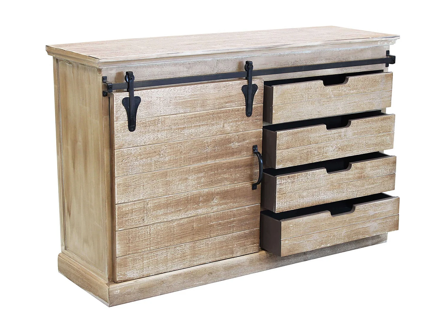 MilaniHome.it - madia in legno e metallo per salotto soggiorno cucina di design industrial cm 124x43x81,5 hdi coloreMarrone