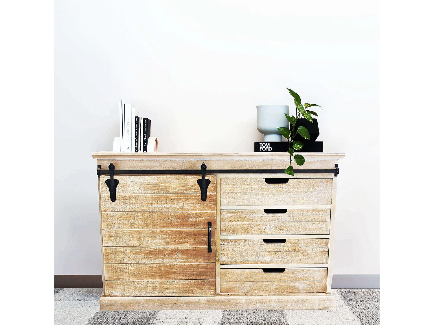 MilaniHome.it - madia in legno e metallo per salotto soggiorno cucina di design industrial cm 124x43x81,5 hdi coloreMarrone