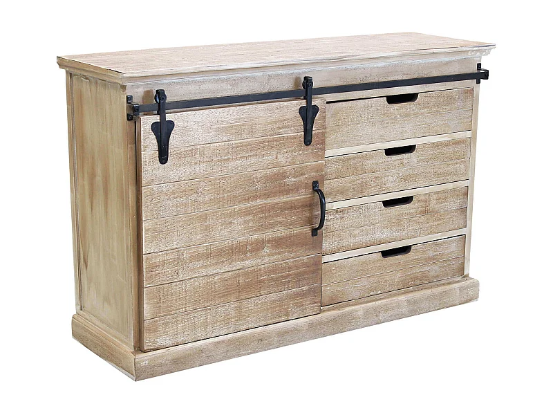 MilaniHome.it - madia in legno e metallo per salotto soggiorno cucina di design industrial cm 124x43x81,5 hdi coloreMarrone