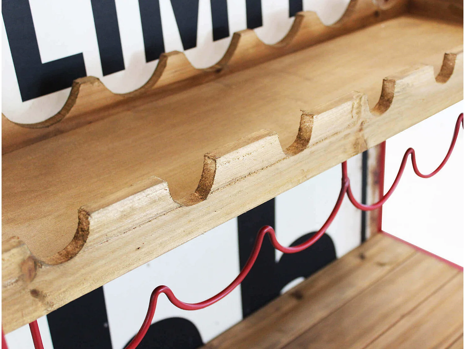 MilaniHome.it - mobile con portabottiglie per salotto soggiorno cucina di design industrial cm 80,5x37x152,5 hdi coloreRosso