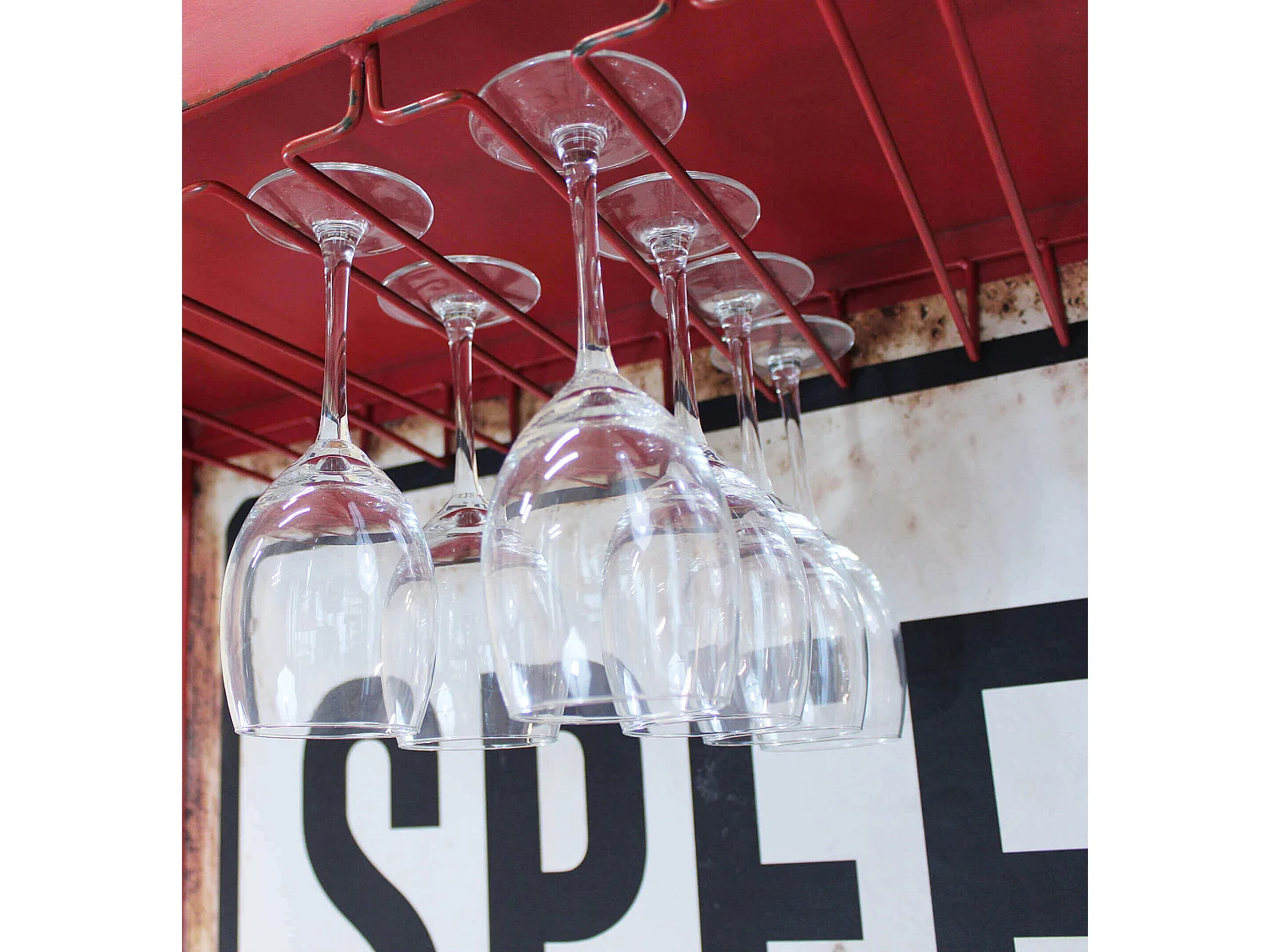 MilaniHome.it - mobile con portabottiglie per salotto soggiorno cucina di design industrial cm 80,5x37x152,5 hdi coloreRosso