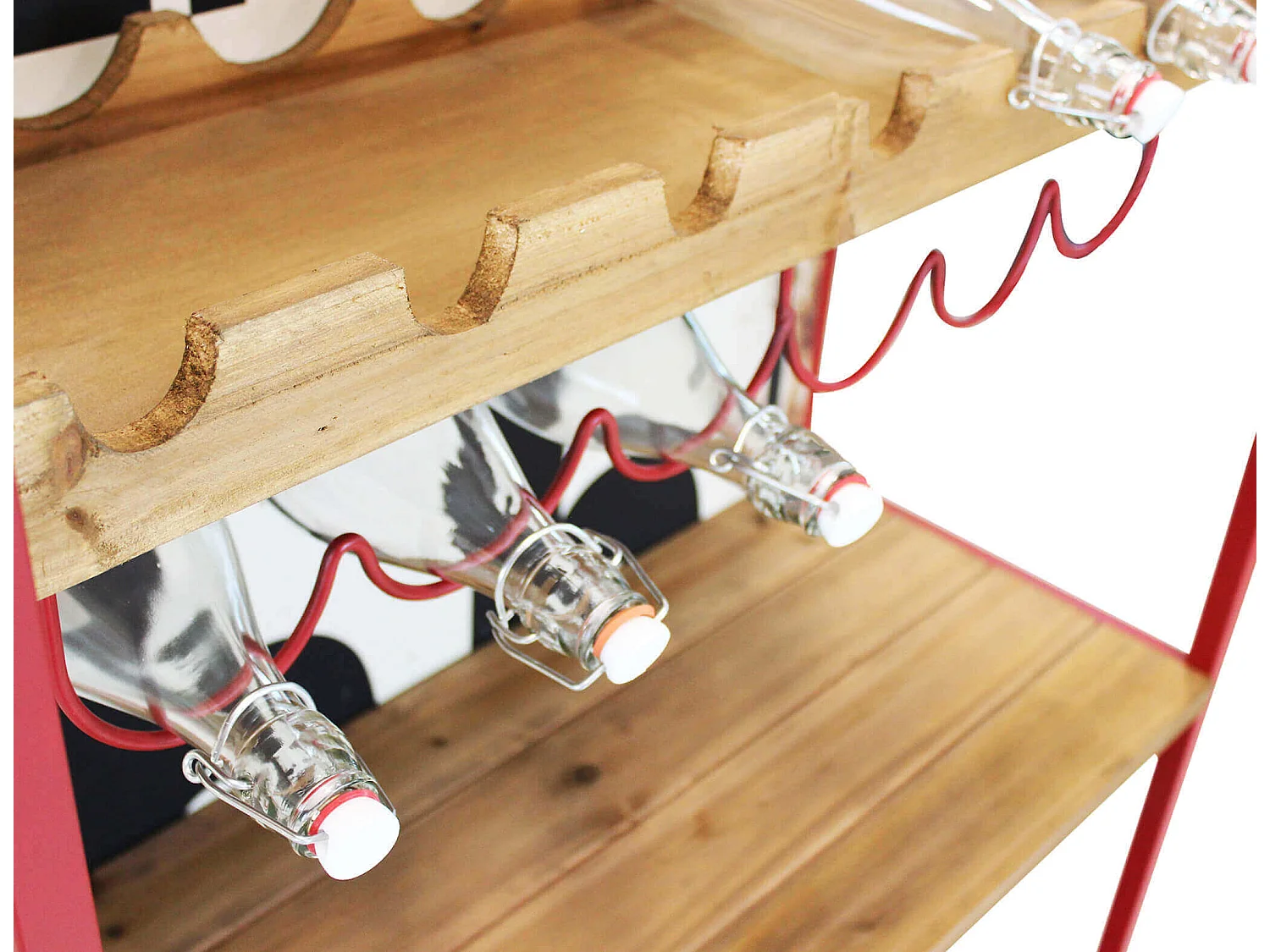 MilaniHome.it - mobile con portabottiglie per salotto soggiorno cucina di design industrial cm 80,5x37x152,5 hdi coloreRosso