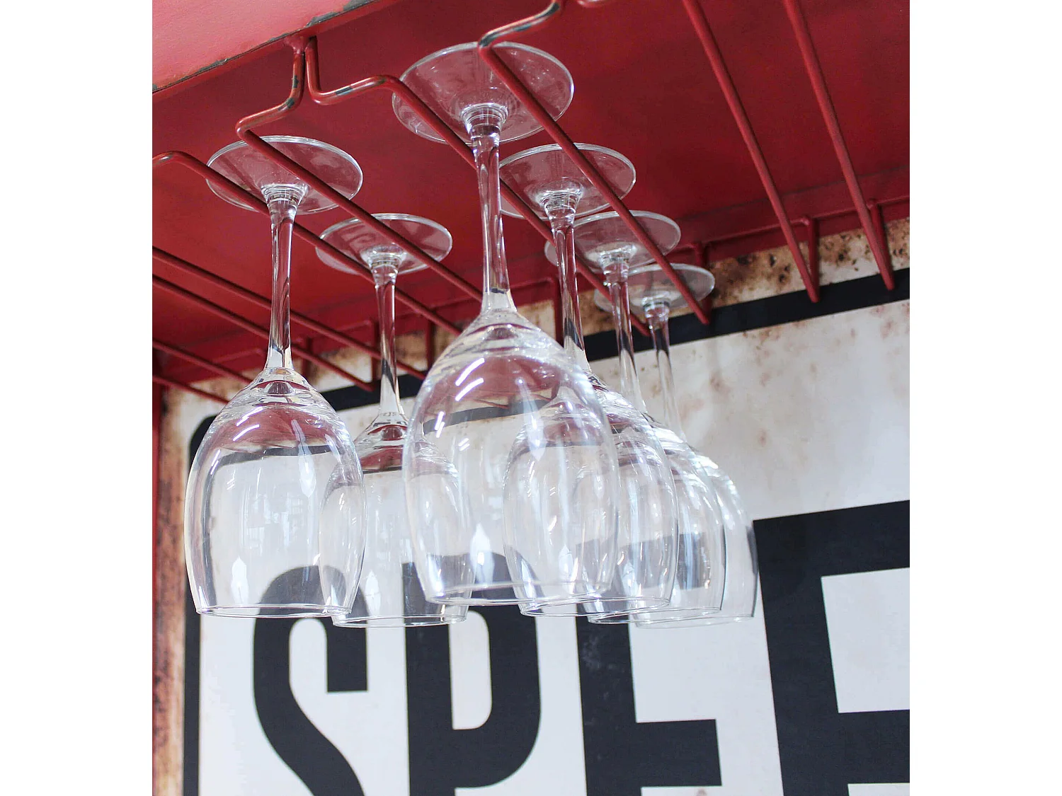 MilaniHome.it - mobile con portabottiglie per salotto soggiorno cucina di design industrial cm 80,5x37x152,5 hdi coloreRosso