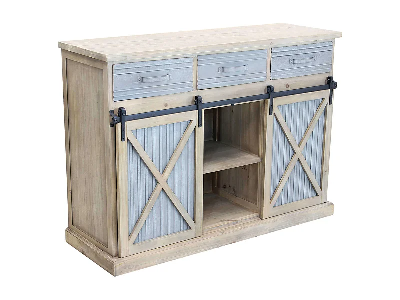 MilaniHome.it - madia in legno e metallo per salotto soggiorno cucina di design industrial cm 113x39,5x81 hdi coloreMarrone