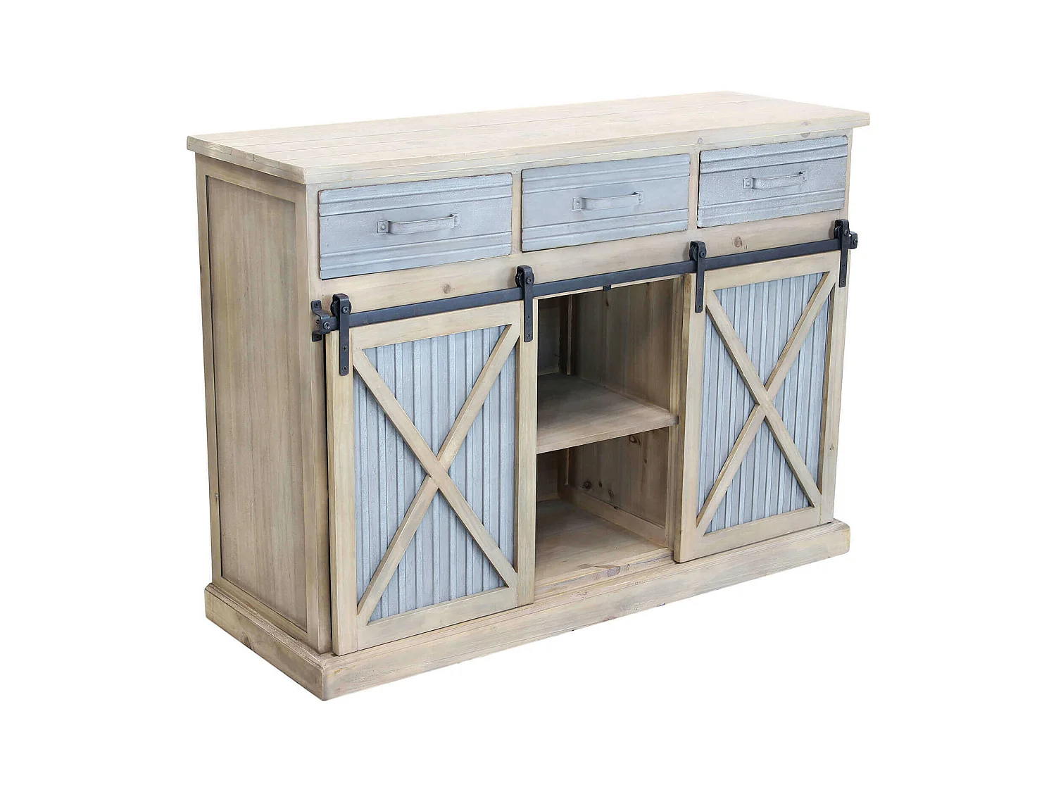 MilaniHome.it - madia in legno e metallo per salotto soggiorno cucina di design industrial cm 113x39,5x81 hdi coloreMarrone