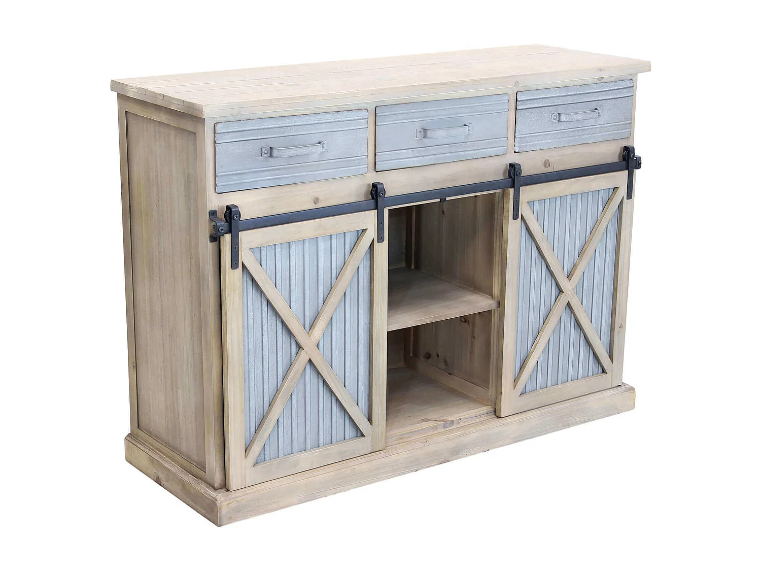 MilaniHome.it - madia in legno e metallo per salotto soggiorno cucina di design industrial cm 113x39,5x81 hdi coloreMarrone