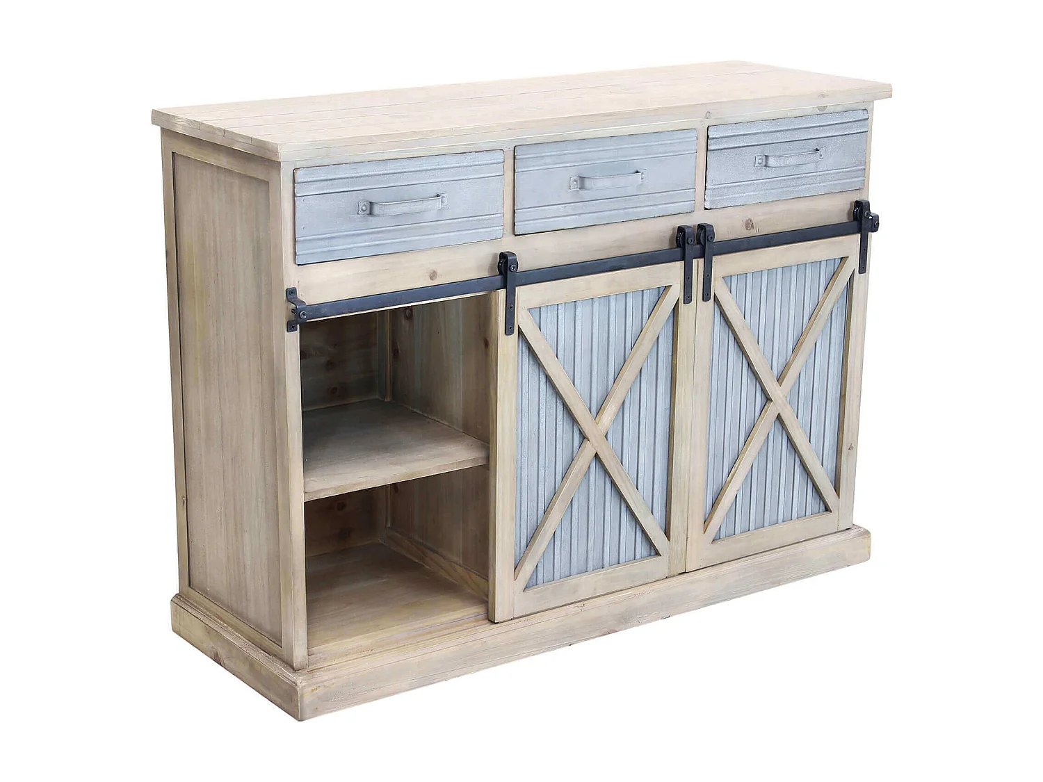 MilaniHome.it - madia in legno e metallo per salotto soggiorno cucina di design industrial cm 113x39,5x81 hdi coloreMarrone