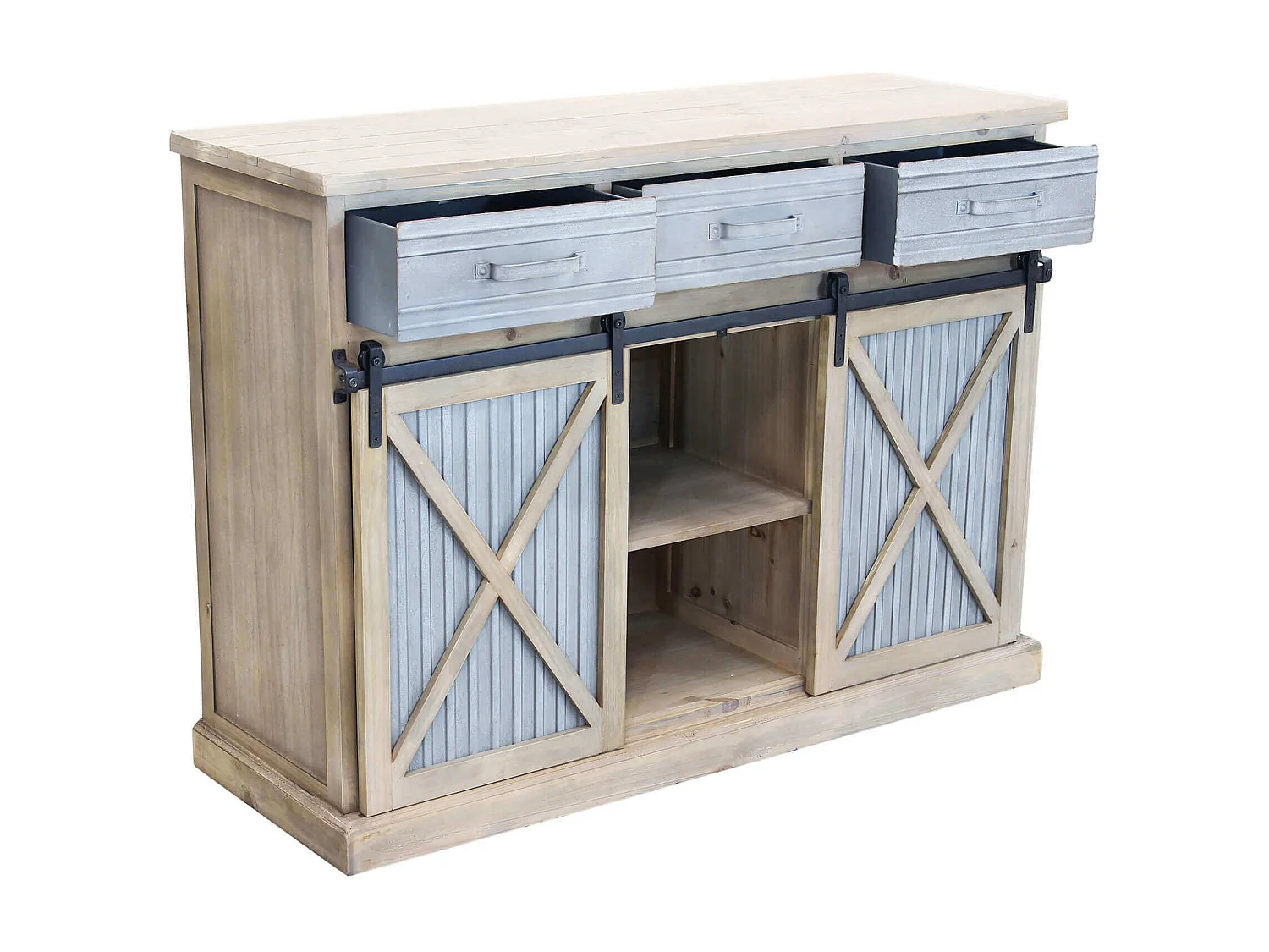 MilaniHome.it - madia in legno e metallo per salotto soggiorno cucina di design industrial cm 113x39,5x81 hdi coloreMarrone