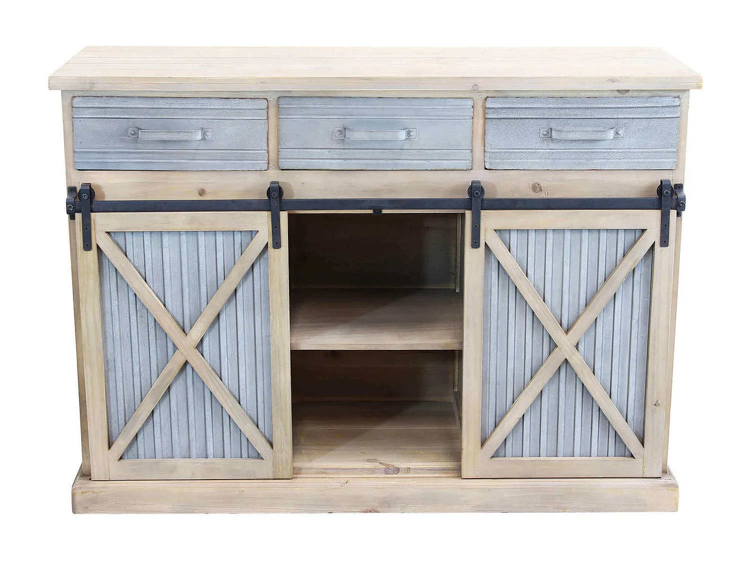 MilaniHome.it - madia in legno e metallo per salotto soggiorno cucina di design industrial cm 113x39,5x81 hdi coloreMarrone