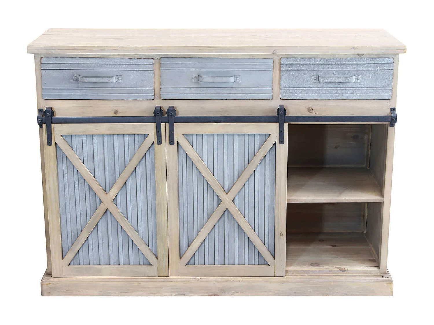 MilaniHome.it - madia in legno e metallo per salotto soggiorno cucina di design industrial cm 113x39,5x81 hdi coloreMarrone